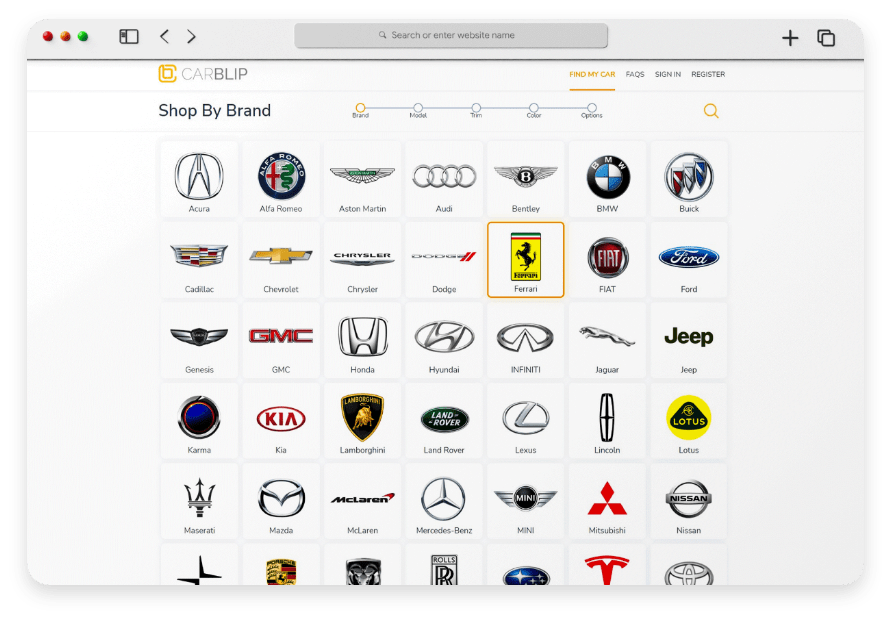 Albiorix Developed Car Shopping site