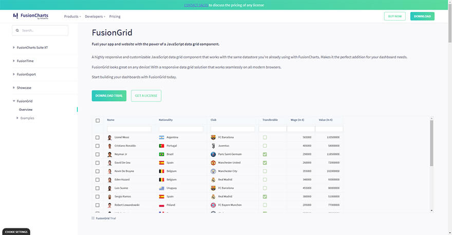Fusion Grid Best JavaScript Data Grid