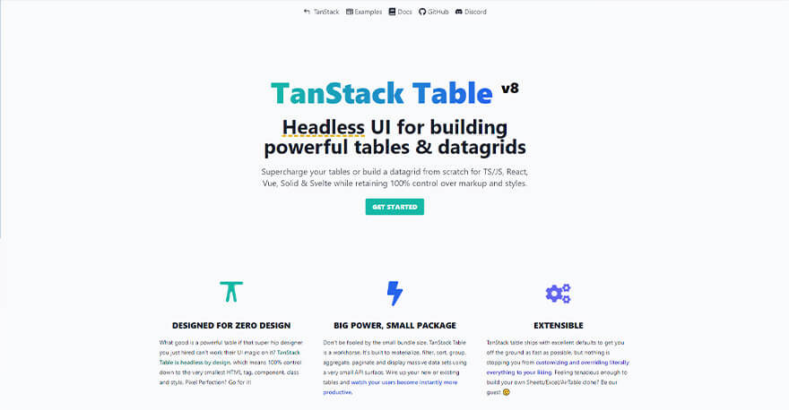 Tansdtack Table Top JavaScript Data Grid Libraries